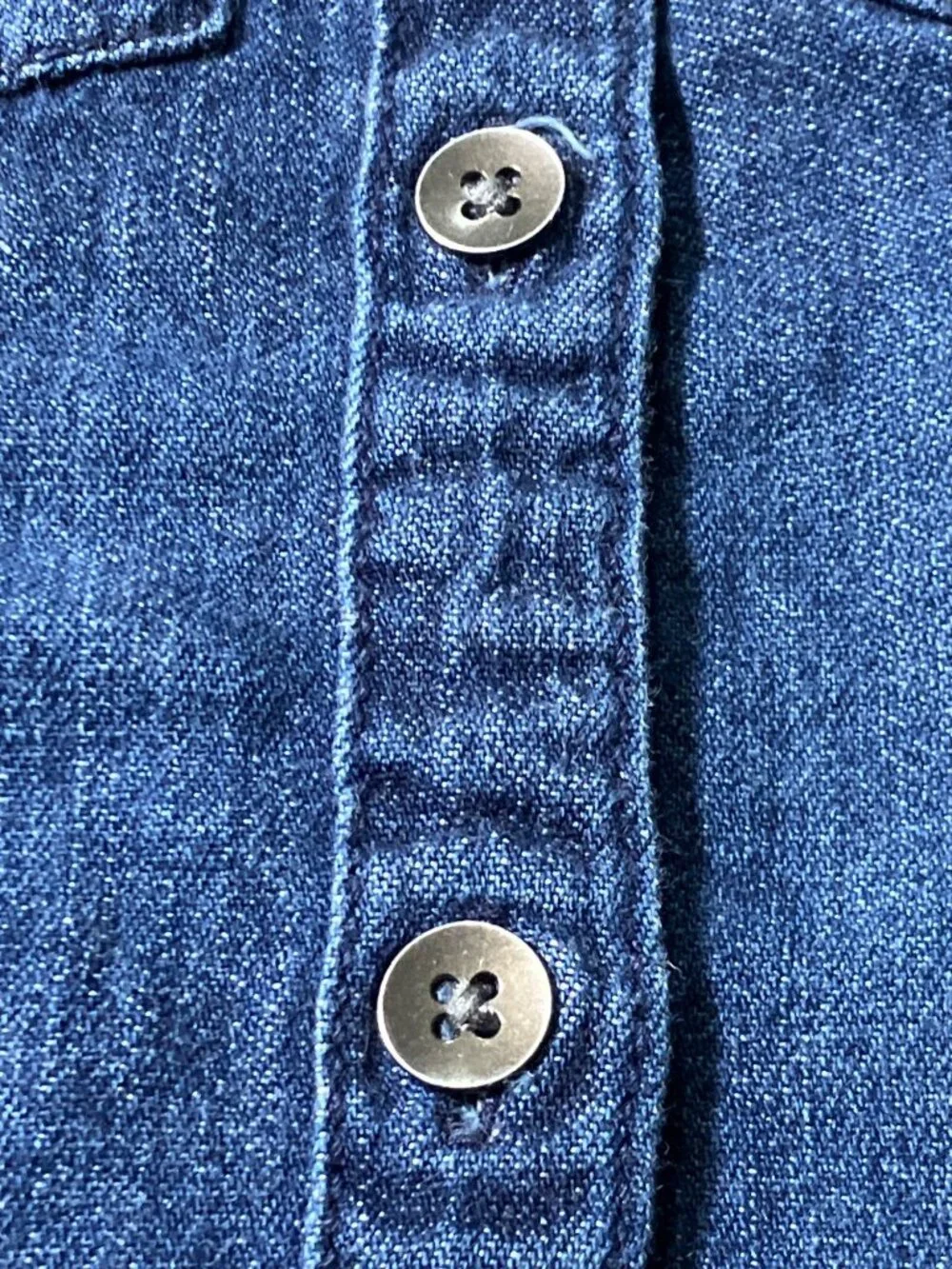 Denim Button Up Shirt For Girls XS 4-5 Years 100% Cotton Dark Blue - Picture 7 of 12